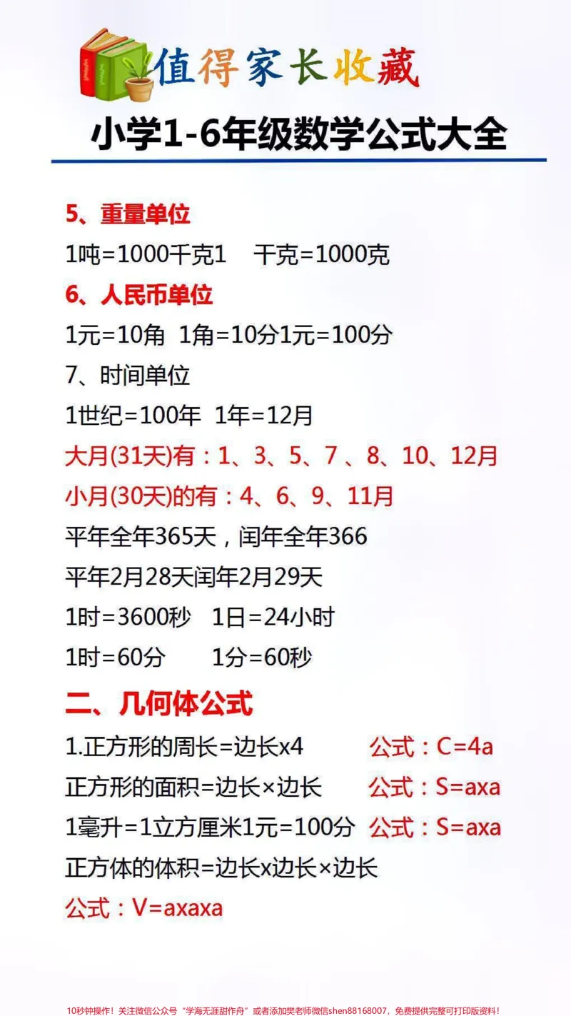 《数学公式大全替孩子保存起来吧#数学_最新小学1-9年级各科+幼升小+综合类学习资源汇总包_价值20万元!最新小学1-9年级各科+幼升小+综合类学习资源汇总包》第2页预览