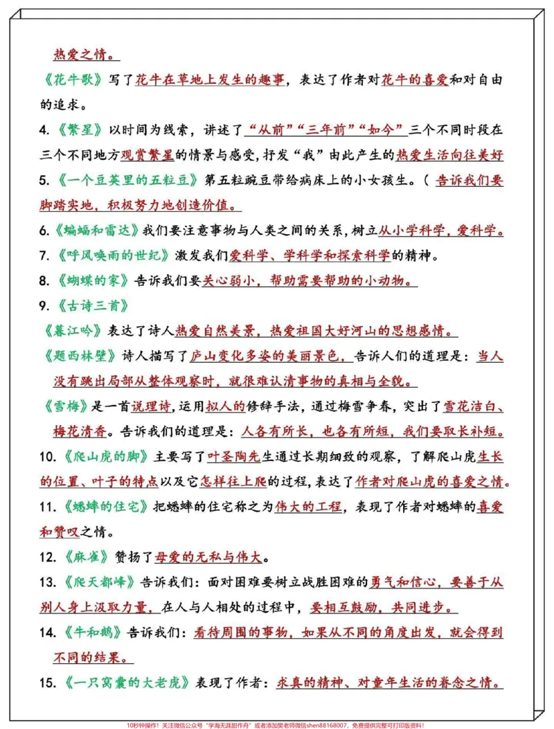 《四年级上册语文全册重点知识总结(21页)包括各课重点考点知识,家长打印给孩子熟记,考试拿高分#四年级#四年级上册语文#开学必备#四年级语文#小学语文》第2页预览