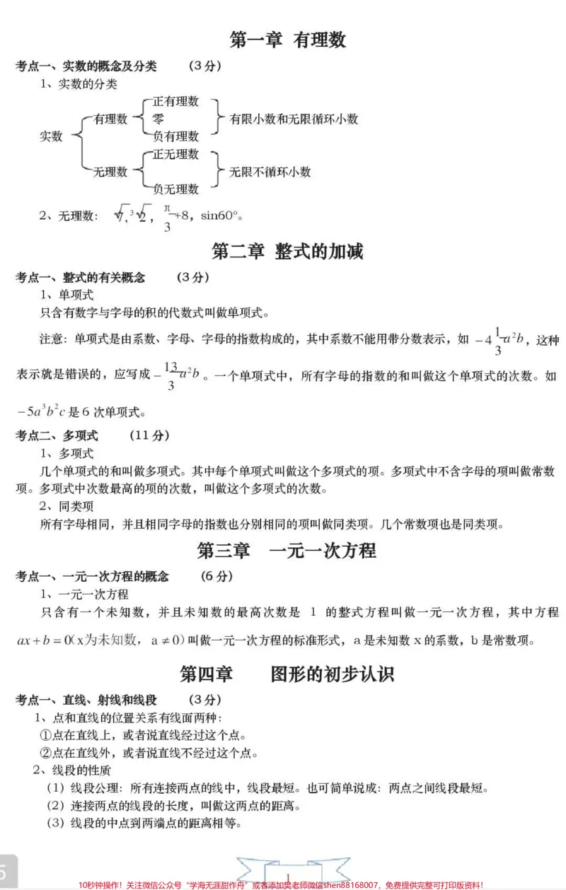 《初一到初三数学要考的都在这里了，都是重点，刷到这个就代表你的数学成绩要好起来了#数学#初中数学#知识点总结#图文伙伴计划#qunju888.com图文来了》第1页预览