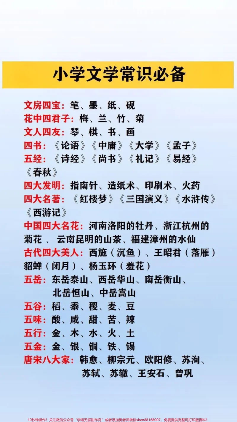 《小学文学常识必备#小学语文#文学常识_最新小学1-9年级各科+幼升小+综合类学习资源汇总包_价值20万元！最新小学1-9年级各科+幼升小+综合类学习资源汇总包》第1页预览