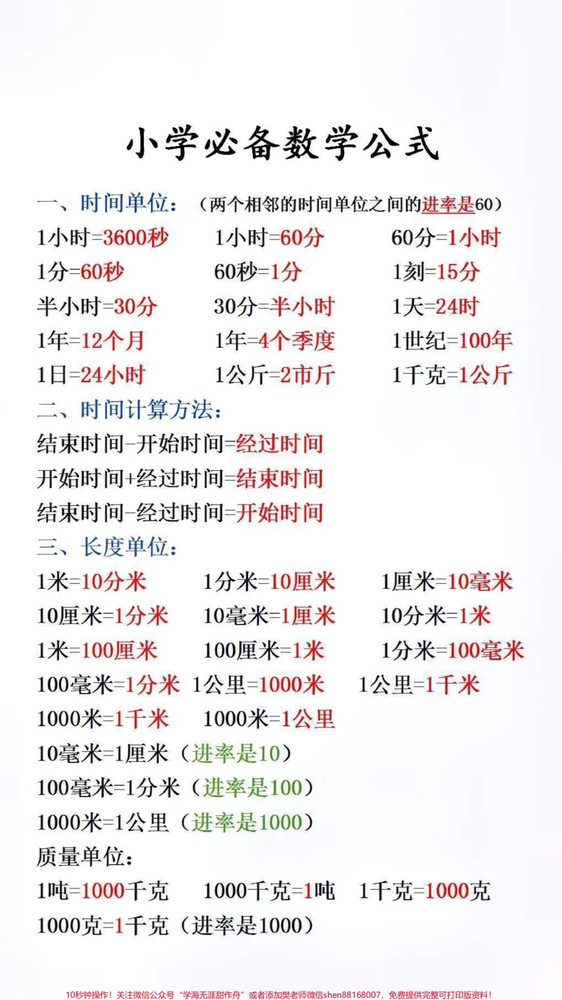 《小学必背数学公式#必考考点#小学数学_最新小学1-9年级各科+幼升小+综合类学习资源汇总包_价值20万元!最新小学1-9年级各科+幼升小+综合类学习资源汇总包》第1页预览