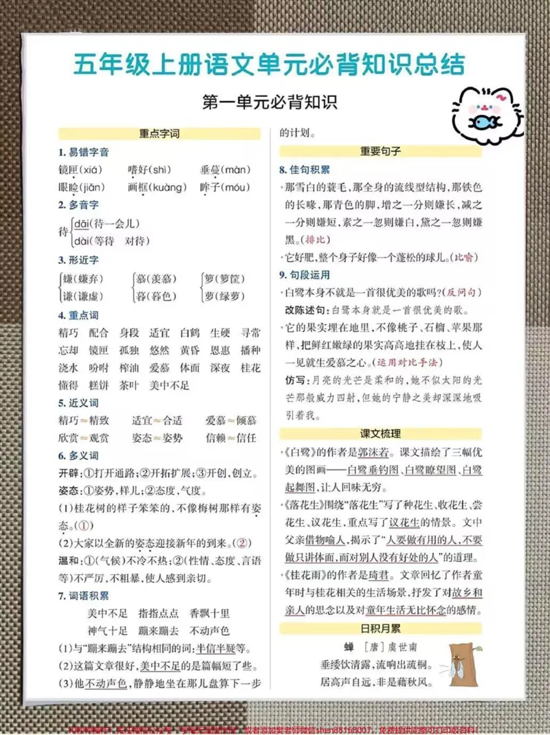 《新五年级上册1-8单元知识点汇总五年级上册1-8单元知识点汇总,老师给大家整理出来了。家长给孩子打印一份出来学习,都是考试常考常出题,完整版可打印,快给孩子打印一份出来学习吧!#五年级#暑假预习#五年级上册语文@qunju888.com小助手》第1页预览