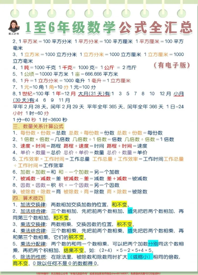 《数学公式大全#知识点总结#学习资料分享_最新小学1-9年级各科+幼升小+综合类学习资源汇总包_价值20万元！最新小学1-9年级各科+幼升小+综合类学习资源汇总包》第2页预览