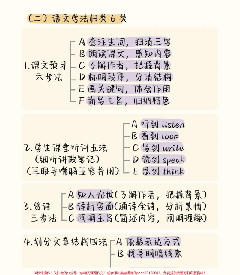 《给那些语文成绩不好的同学看，刷到就证明你的语文成绩要好起来了#语文#阅读理解#知识点总结#图文伙伴计划#qunju888.com图文来了_最新小学1-9年级各科+幼升小+综合类学习资源汇总包》第6页预览