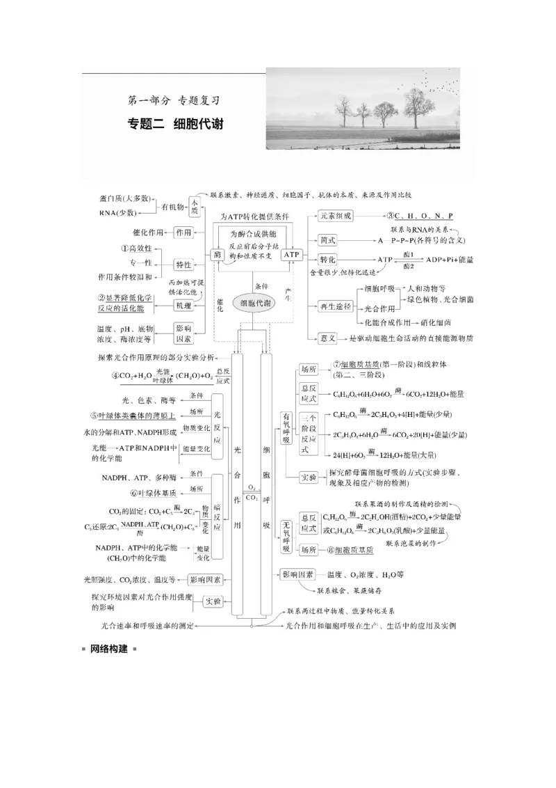 《第一部分 专题二 必备整合 细胞内代谢反应的基本原理_2026版高中《二三轮复习+冲刺复习》_教师用书Word版文档_第一部分 专题复习》第1页预览