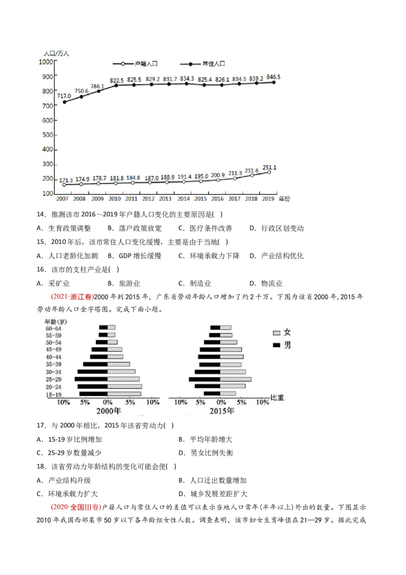 《专题09人口-十年（2014-2023）高考地理真题分专题训练（学生版）_初高中资料库_高中资料库（转存避免链接过期失效）_高中地理》第8页预览