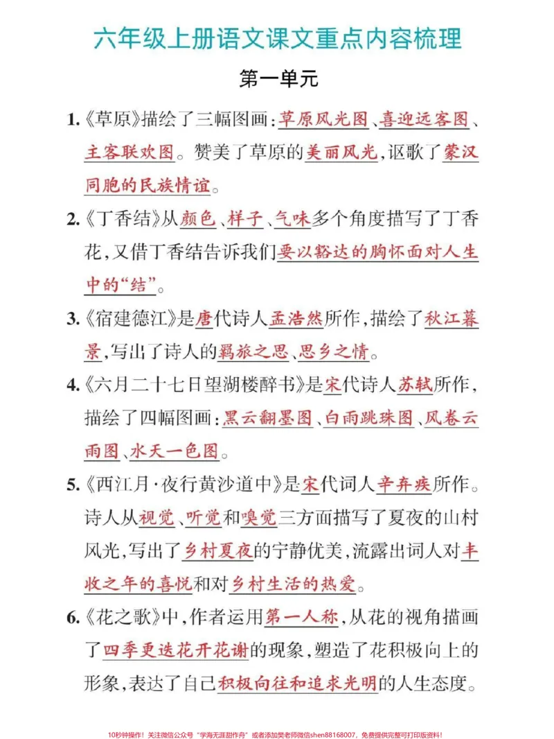 《六年级语文重点知识，背完它考试基础不扣分#知识点总结#小学语文_最新小学1-9年级各科+幼升小+综合类学习资源汇总包_价值20万元！最新小学1-9年级各科+幼升小+综合类学习资源汇总包》第1页预览