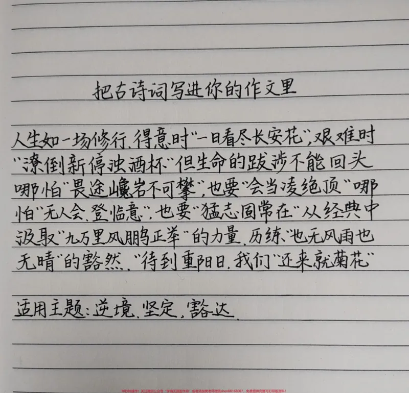 《把古诗词写进你的作文里#作文#作文素材#手写文字#满分作文#文字的力量_最新小学1-9年级各科+幼升小+综合类学习资源汇总包_初中一线老师整理版资源（全网独家）》第1页预览