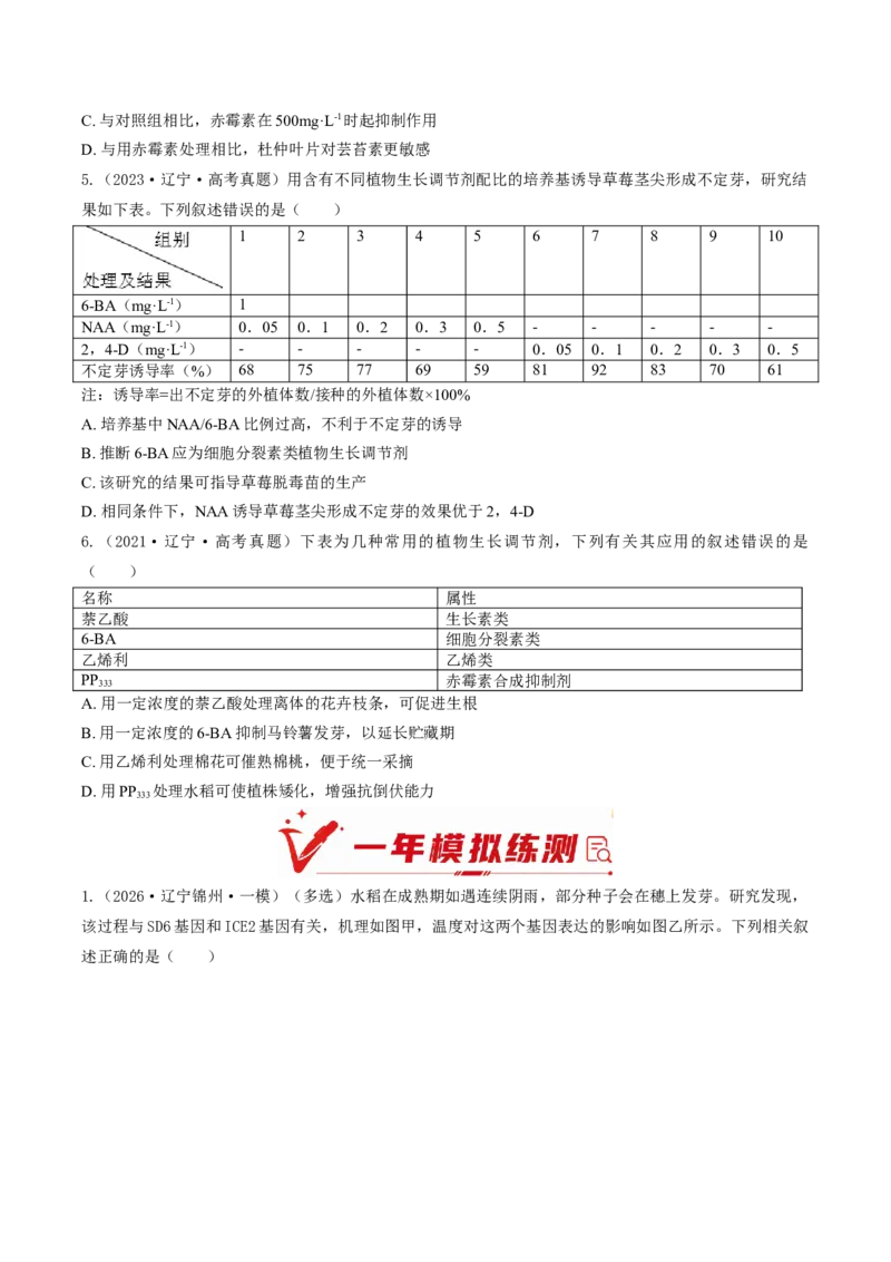 《专题09植物的激素调节（6年汇编）（黑吉辽蒙专用）（学生版）_高考一二三轮复习_生物_2027年高考生物专项_五年（2022-2026）高考生物真题分类汇编（黑吉辽蒙专用）-G341》第4页预览