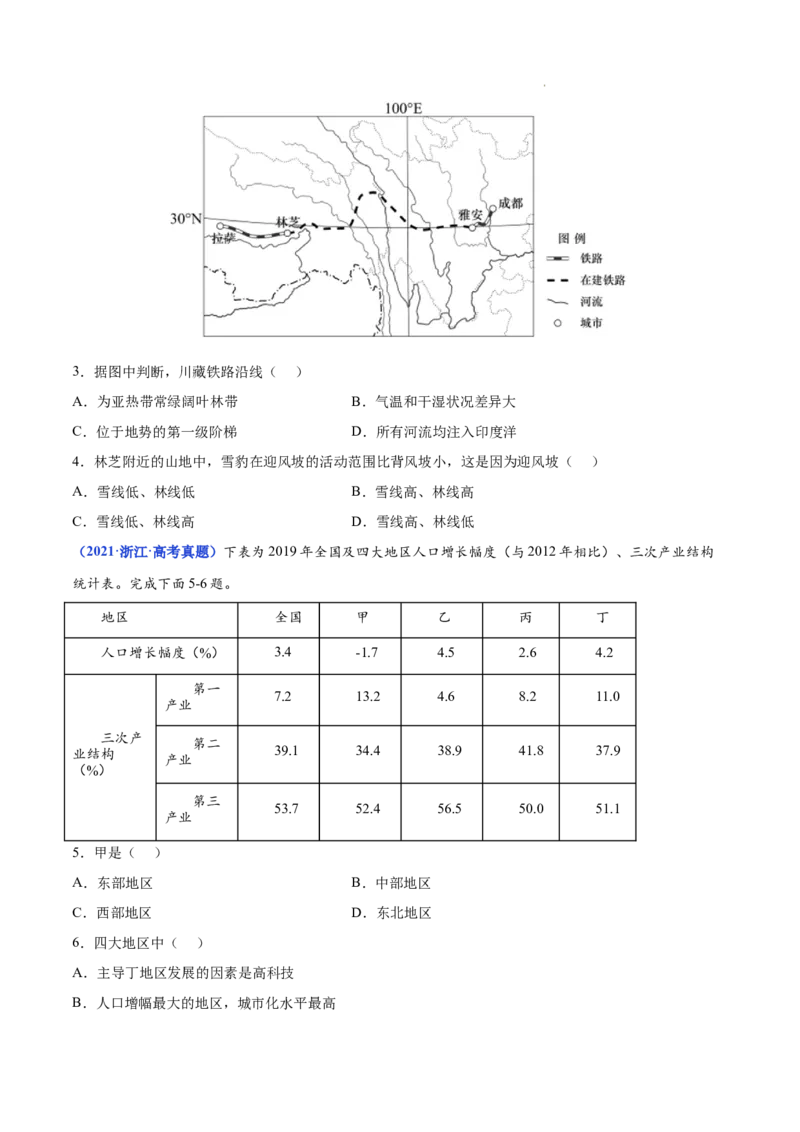 《专题18中国地理-三年（2020-2022）高考地理真题分项汇编（全国通用）（原卷版）_初高中资料库_高中资料库（转存避免链接过期失效）_高中地理》第3页预览