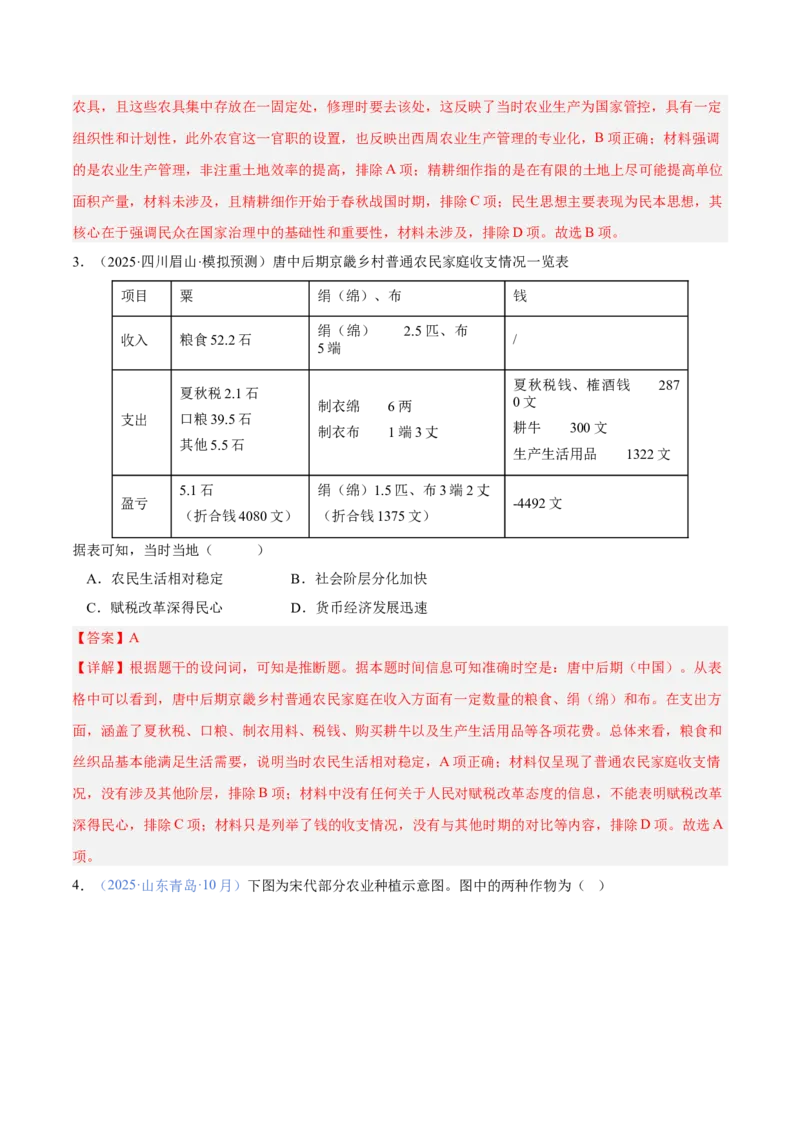 《专题01农业：生产基础、技术演进与土地制度（专题专练）（教师版）_高考一二三轮复习_历史_2026年-历史高考二轮复习_2026年高考历史二轮复习课件+讲义+练习（新高考通用）-G92_2026版》第8页预览