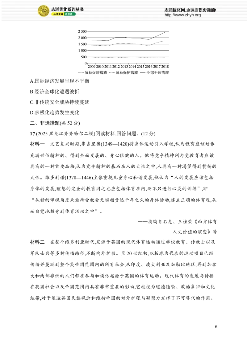 《训练3　世界史综合预测练_2026版高中《二三轮复习+冲刺复习》_高考二轮2026年高考总复习《优化设计二轮复习》优化设计二轮用书+课后习题+PPPT课件---全科九科完整版(纯净word版+PPT版)》第6页预览
