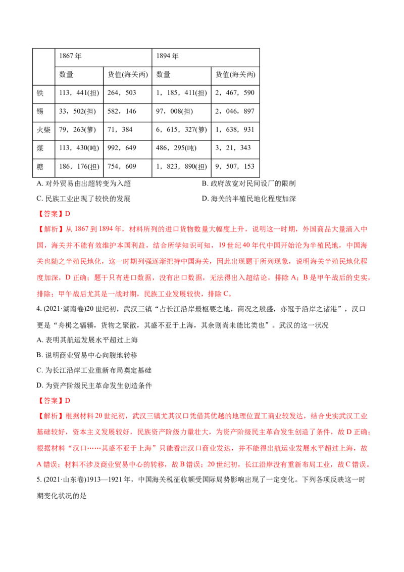 《专题09近代中国的经济（教师版含解析）2012-2021年高考历史真题分专题训练_初高中资料库_高中资料库（转存避免链接过期失效）_高中历史》第2页预览
