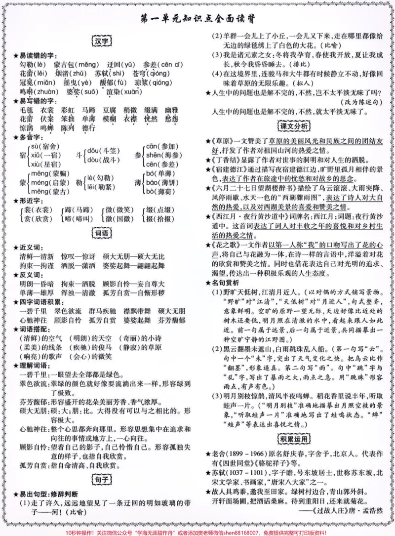 《六年级上册单元知识点总结。#关注我持续更新小学知识#学习资料分享#知识点总结#小学语文#六年级@qunju888.com小助手@qunju888.com创作者中心@qunju888.com热点宝@qunju888.com创作者大会》第1页预览