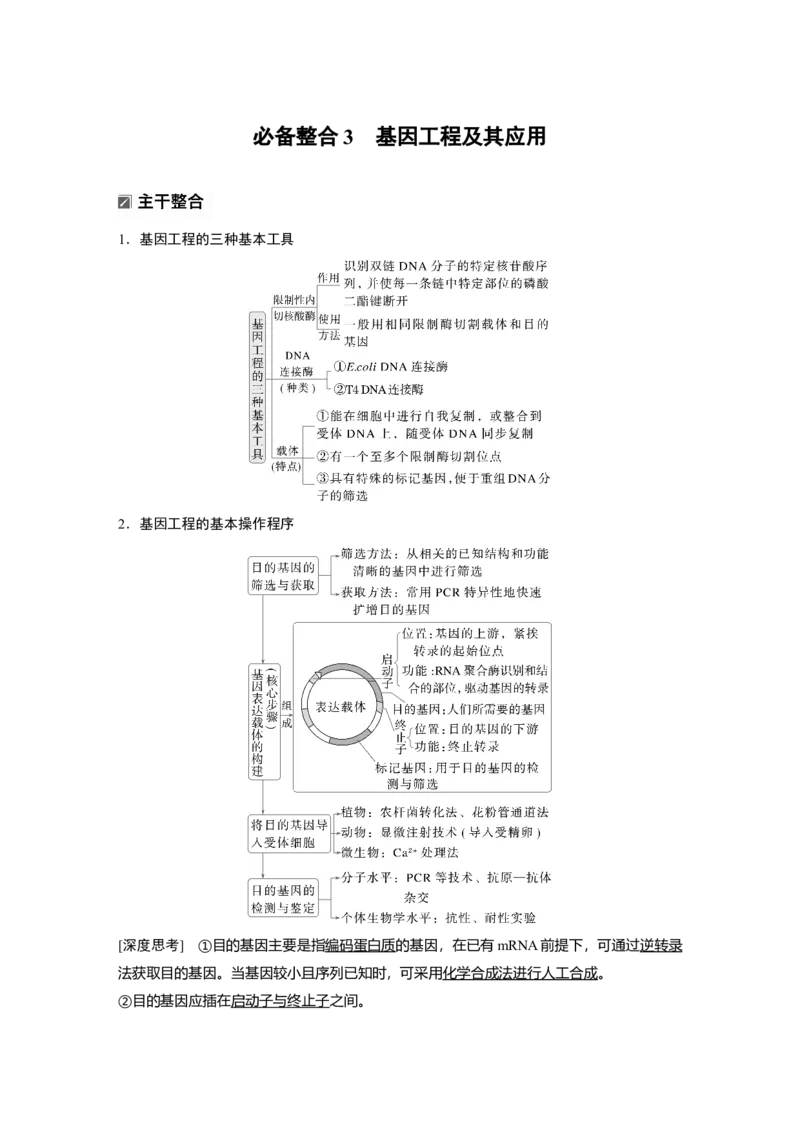 《第一部分　专题八　必备整合3　基因工程及其应用(1)_2026版高中《二三轮复习+冲刺复习》_教师用书Word版文档_第一部分　专题复习》第1页预览