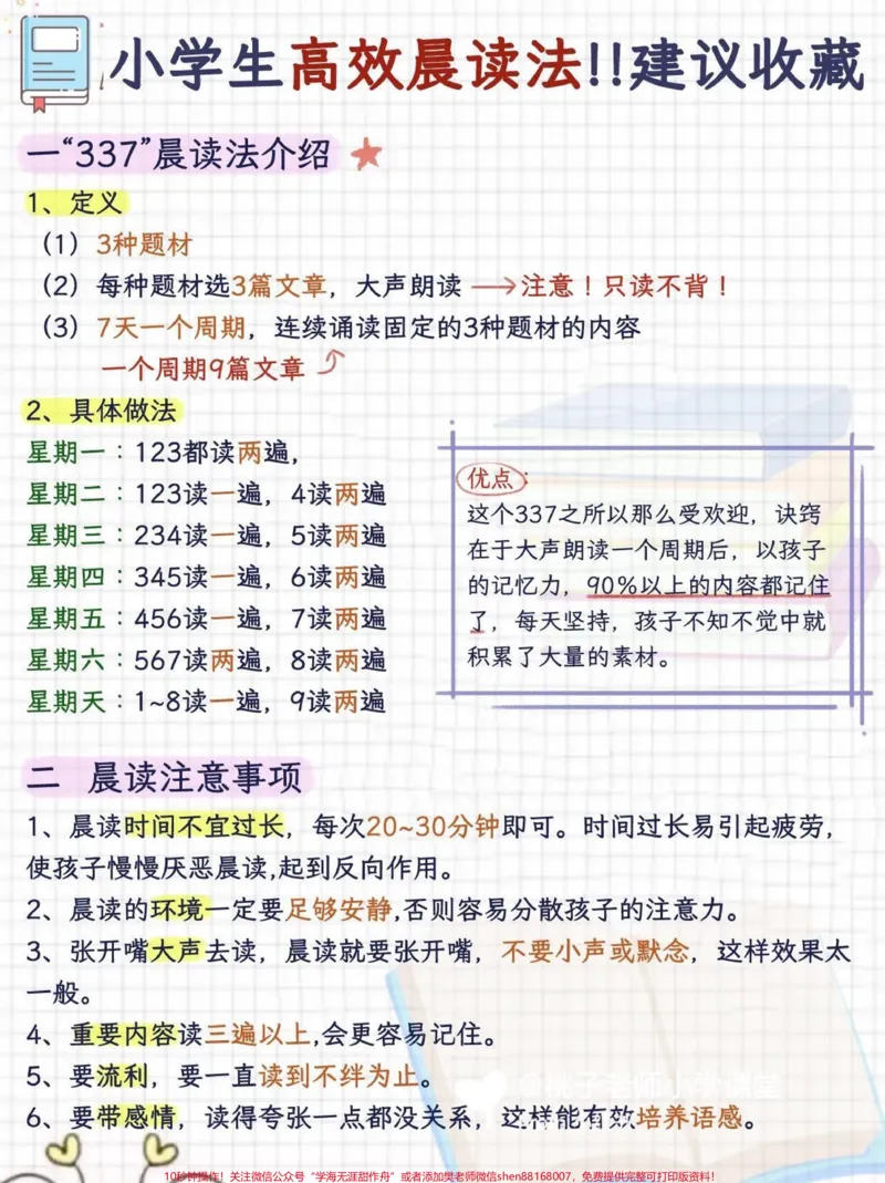 《小学生晨读方法保姆级教程“附打卡古诗合集早晨,是一个人大脑最清醒的时刻,是一个人在一天之中记忆的“黄金期”!!晨读能够打开孩子的“学习脑”,让孩子在这一天的学习中,都会充满激情。“学习欲”有了,孩子的学习成绩自然会上来。因此,晨读其实是一个良性循环)(从小学一二年级开始,家长就要培养孩子晨读的这个习惯,而且这个习惯要保持到高考结束的那一天!那晨读怎么读呢百分之九十的孩子其实都不会读,如果您家孩子觉得晨读没什么用,可能是他的》第1页预览