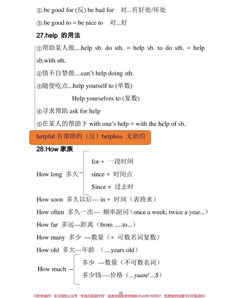 《初中英语100个必背考点，内容有点多，每天看一遍，坚持两个月就可以记住了，背熟这些知识，你的英语成绩一定可以提升很多，拜托一定要背熟#英语#初中英语#知识点总结#图文伙伴计划#qunju888.com图文来了》第10页预览