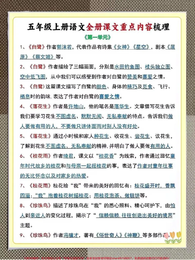 《五年级语文上册各单元必考知识点汇总家长打印一份出来给孩子读一读,帮助孩子更好的掌握新学期知识点。#五年级#五年级上册语文#开学必备#五年级语文知识点》第2页预览