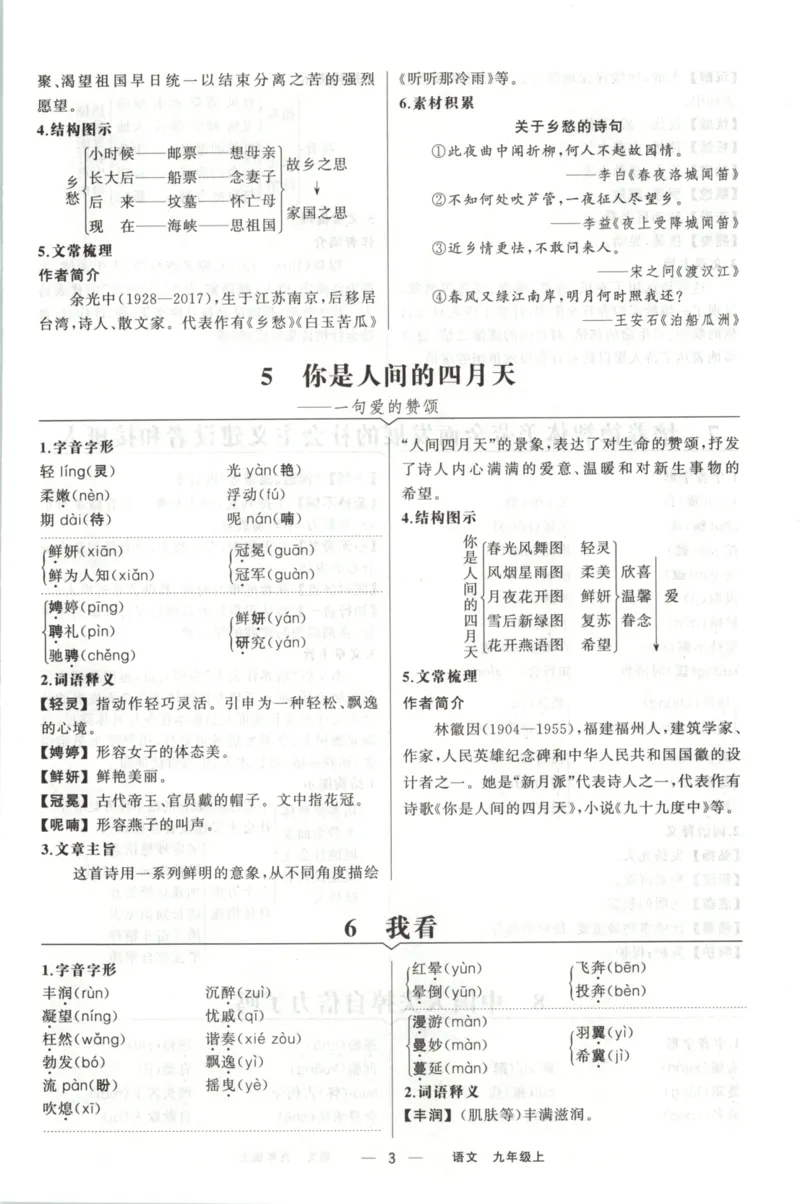 《背记手册_2026秋初中教辅合集_2027《立体学习法•四清导航》9上语文（人教）》第5页预览
