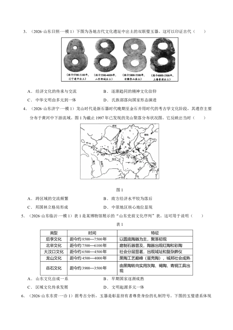 《专题01中国古代史·选择题（9大考点）（学生版）（山东专用）_高考一二三轮复习_历史_2026年-历史高考专项复习_2026年高考历史一模试题分类汇编（山东专用）-G233_2026版》第2页预览