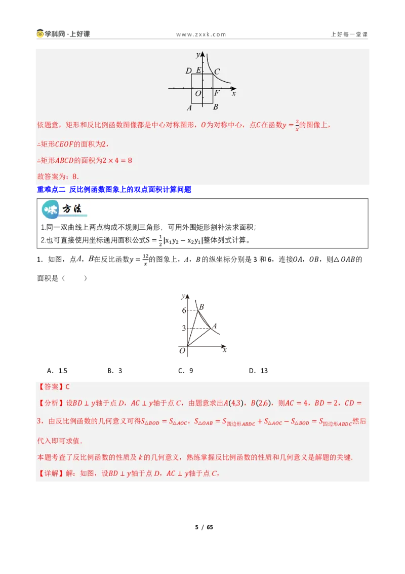 《重难点专题12反比例函数与几何综合问题（专项训练）（解析版）_2026秋初中教辅合集_2027学科网&_2026秋《同步备课系列》9上数学_第二十七章反比例函数_题型专练》第5页预览