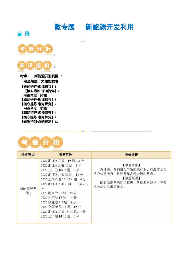 《专题12微专题新能源开发利用（讲义）（解析版）(1)_初高中资料库_高中资料库（转存避免链接过期失效）_高中地理》第1页预览