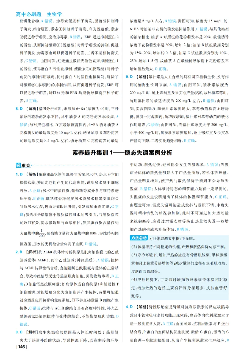 《素养提升集训1——稳态失调案例分析_2027高中必刷题_必刷题2027_2027高一高二必刷题_生物_生物选择性必修一人教版_生物选择性必修1_图书答案》第1页预览