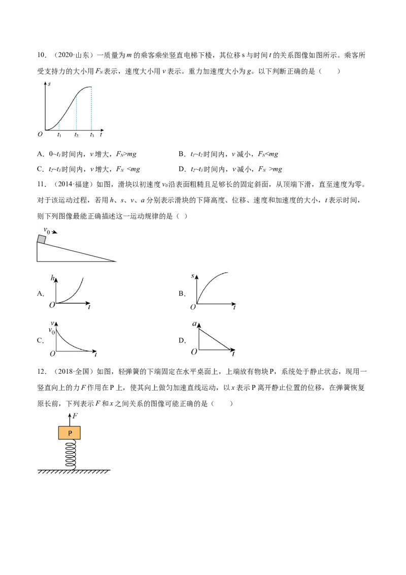 《专题10牛顿运动定律的图像（学生版）-十年（2014-2023）高考物理真题分项汇编（全国通用）_初高中资料库_高中资料库（转存避免链接过期失效）_高中物理》第5页预览