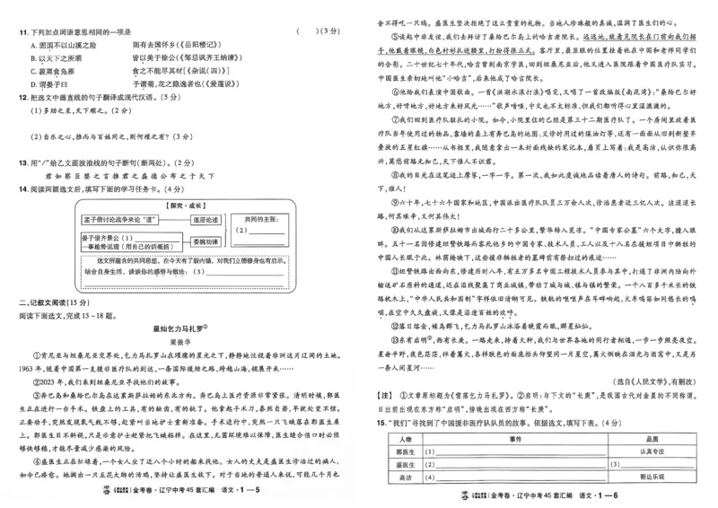 《语文A3_2026秋初中教辅合集_2027天星系列_2027《天星金考卷•中考45套》语文（辽宁）》第8页预览