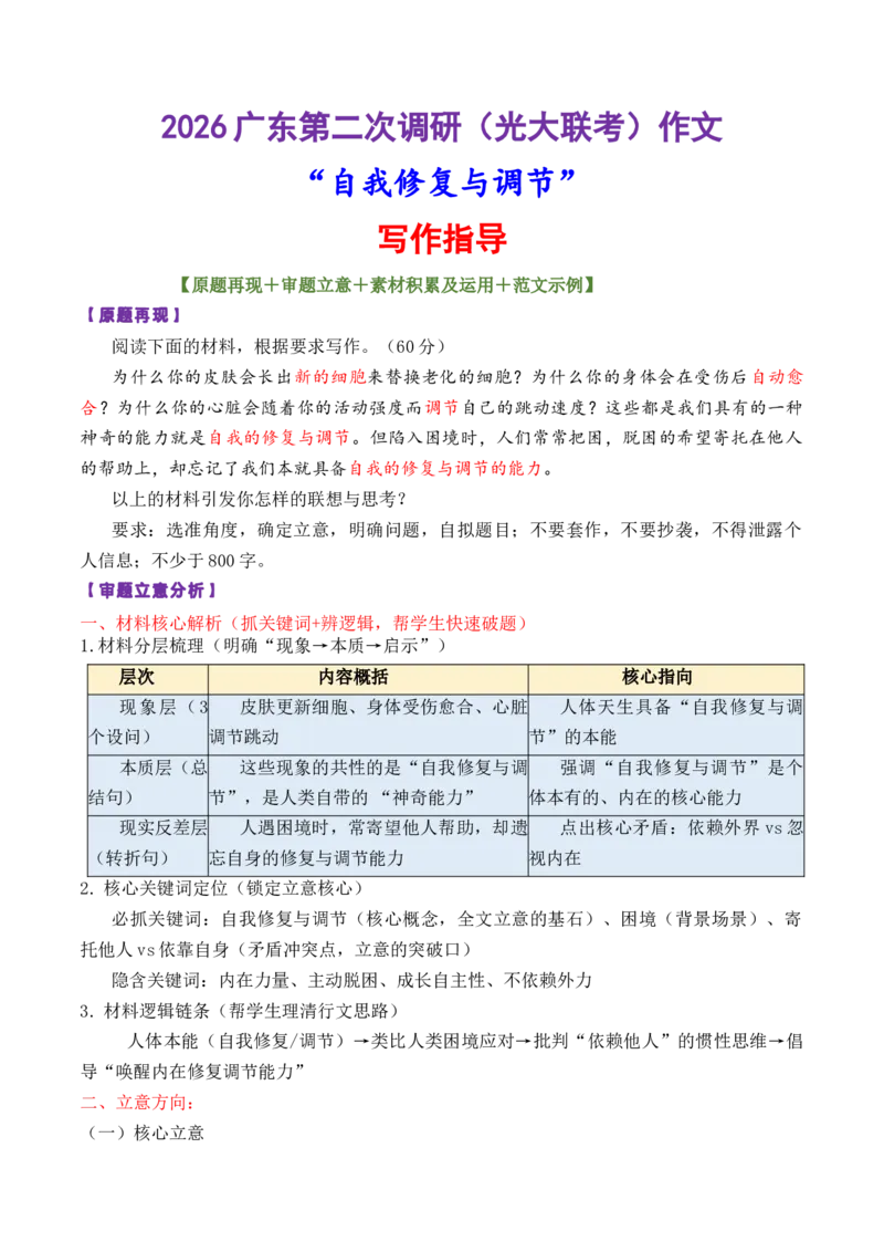 《专题572026广东第二次调研（光大联考）作文“自我修复与调节”写作指导_高考一二三轮复习_语文_2026年-语文专项复习_2026年高考语文议论文写作秘籍-G391_资料》第1页预览