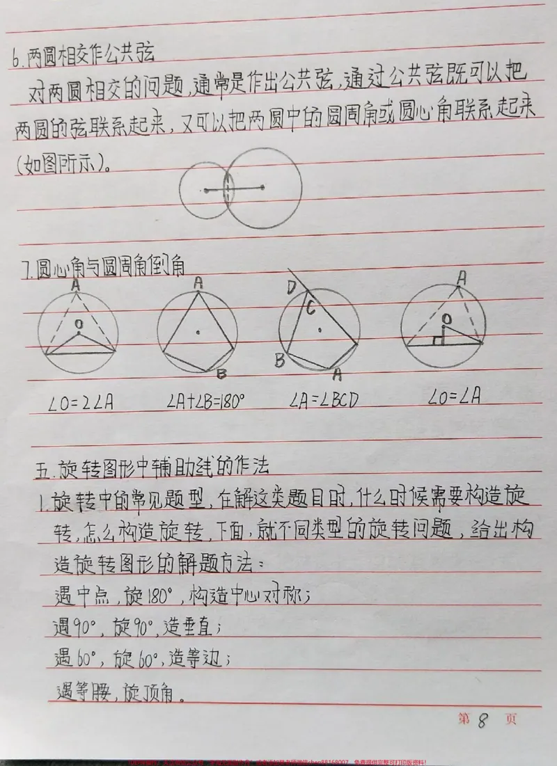 《初中数学添辅助线的一些方法，记下来！#初中数学#数学#手写笔记#每天学习一点点_最新小学1-9年级各科+幼升小+综合类学习资源汇总包_初中一线老师整理版资源（全网独家）》第8页预览