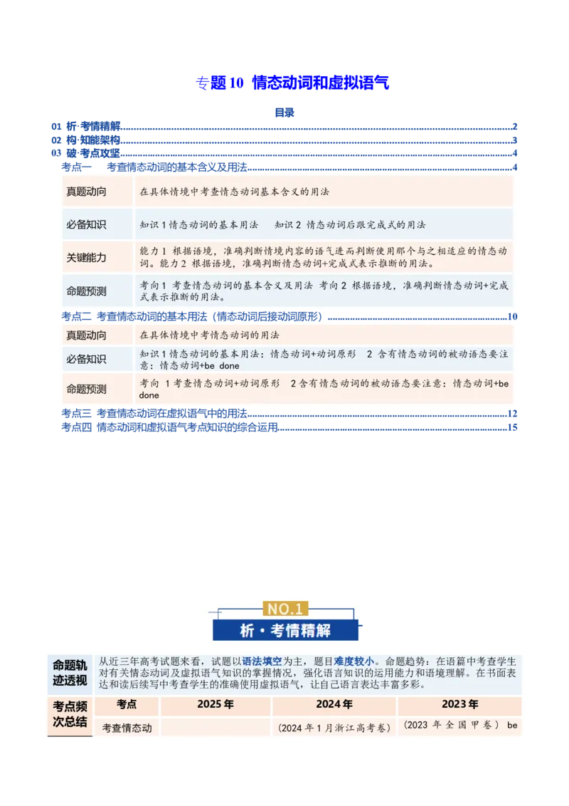 《专题10情态动词和虚拟语气（复习讲义）（全国通用）（教师版）_高考一二三轮复习_英语_2026年-英语高考二轮复习_2026年高考英语二轮复习课件+讲义+练习（新高考通用）-G92_2026版》第1页预览