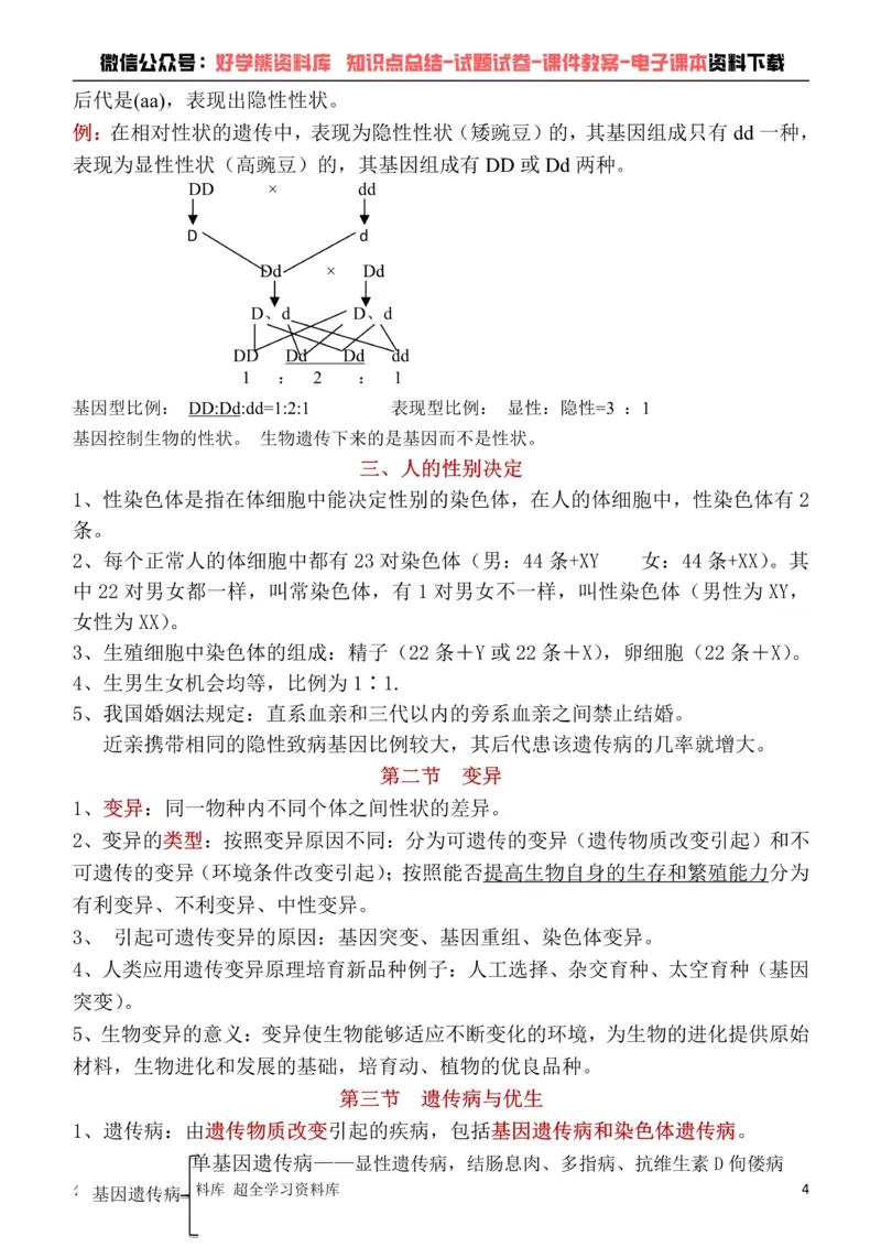 《冀少版八年级下册生物知识点总结_初高中资料库_初中资料库（转存避免链接过期失效）_初中生物》第4页预览