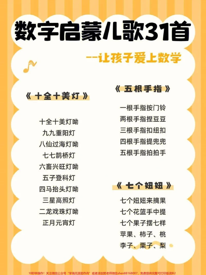《数字启蒙儿歌31首，让孩子们爱上数学#家长收藏孩子受益#0到3岁早教儿歌#教育#早教儿歌_最新小学1-9年级各科+幼升小+综合类学习资源汇总包_综合类一线老师整理版资源（全网独家）》第4页预览