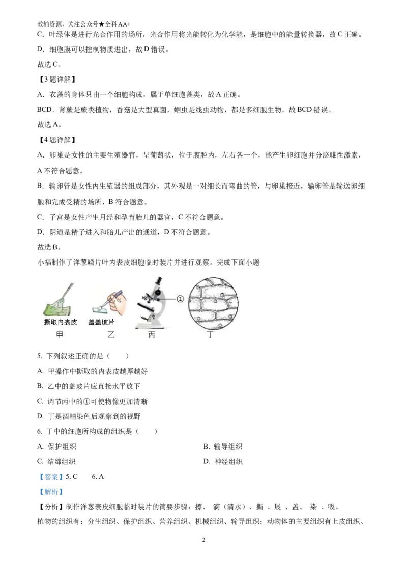 《2025福建省中考生物真题(解析版)_历年中考真题2013-2025_初中生物历年中考真题（2015-2025）_2025年全国中考真题_2025福建省中考生物真题》第2页预览