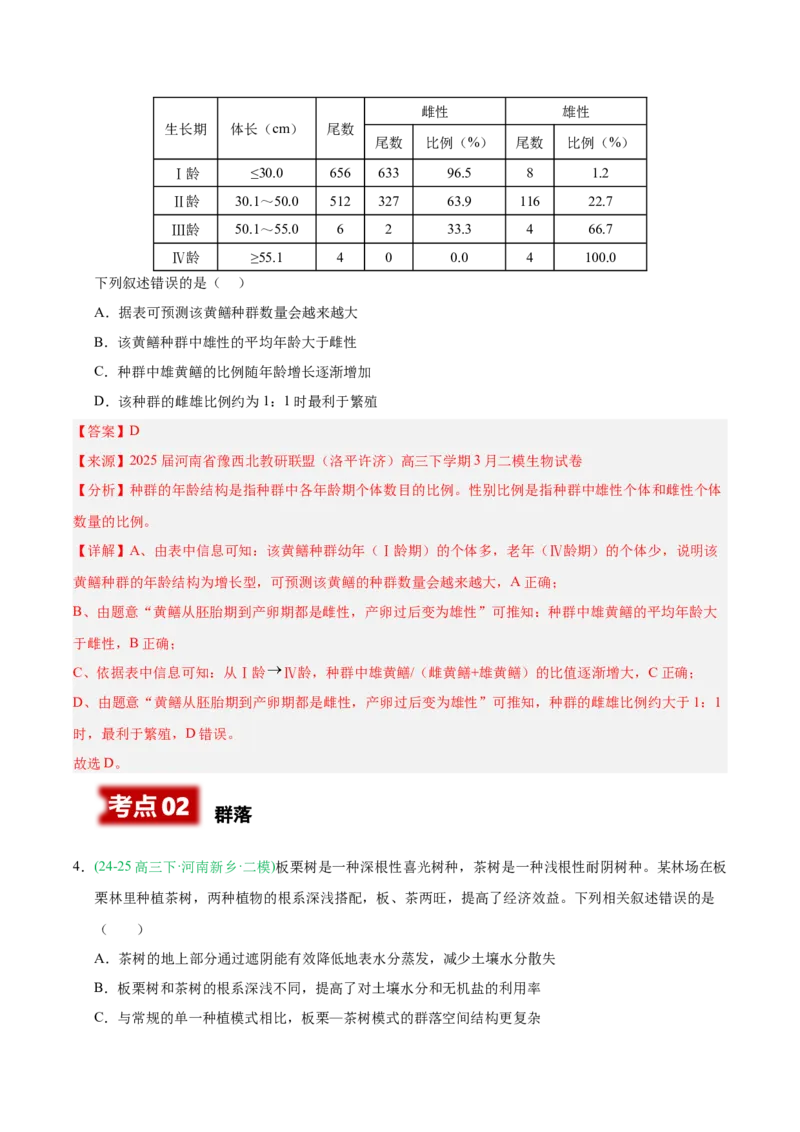 《专题09生物与环境（教师版）_高考一二三轮复习_生物_2026年-生物高考专项复习_2025年高考生物二模试题分类汇编（河南专用）》第3页预览