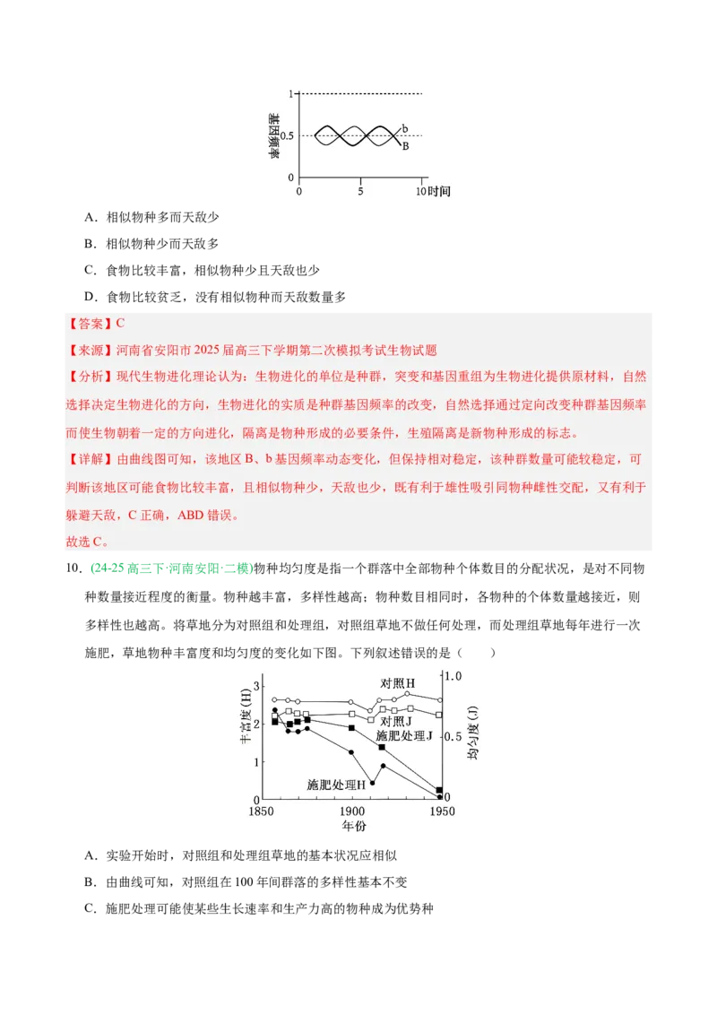《专题09生物与环境（教师版）_高考一二三轮复习_生物_2026年-生物高考专项复习_2025年高考生物二模试题分类汇编（河南专用）》第8页预览