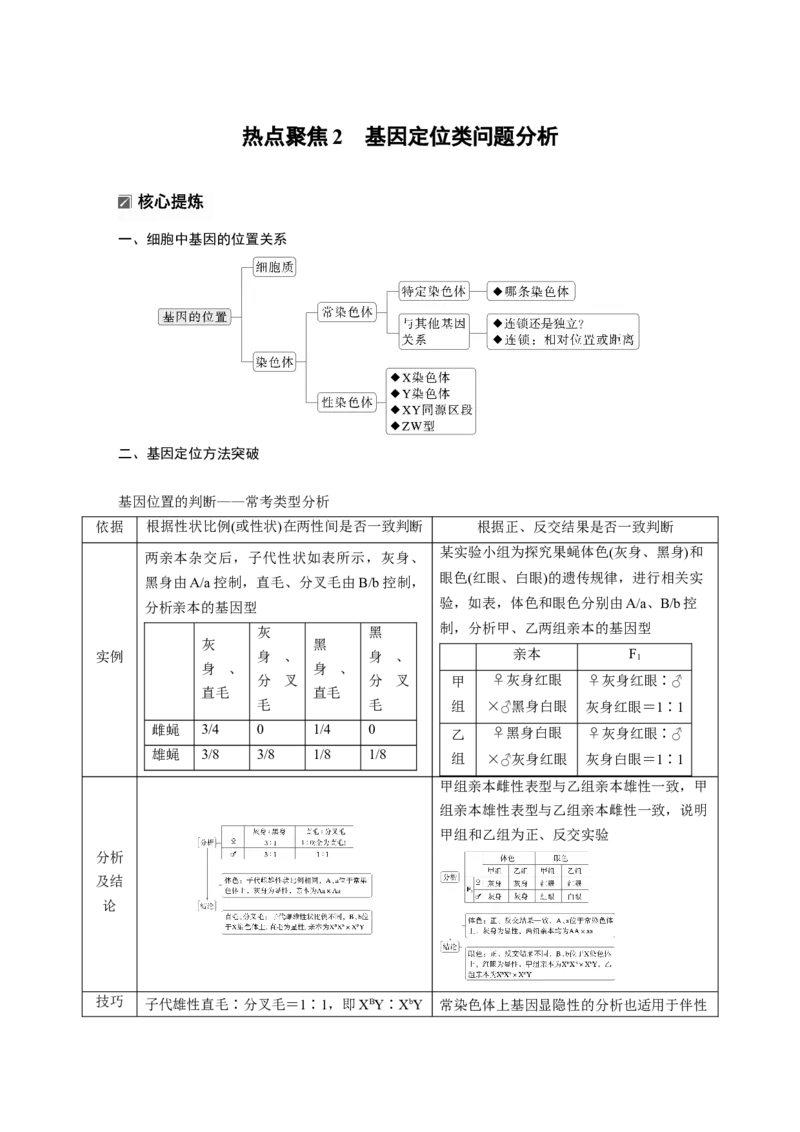 《第一部分　专题四　热点聚焦2　基因定位类问题分析(1)_2026版高中《二三轮复习+冲刺复习》_教师用书Word版文档_第一部分　专题复习》第1页预览