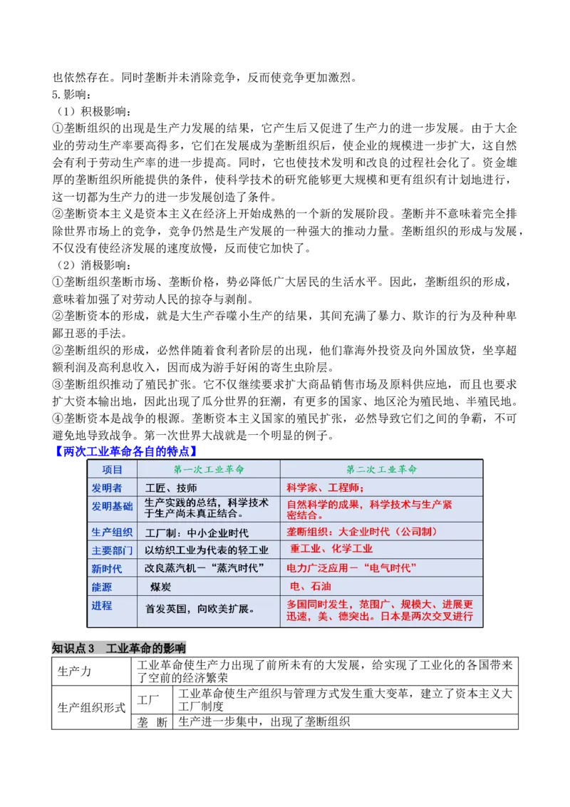 《专题09工业革命时期：近代后期的西方世界（知识清单）（全国通用）2026年高考历史一轮复习讲练测_高考一二三轮复习_历史_2026年_2026年高考历史一轮复习知识清单（全国通用）-G56_2026版》第6页预览