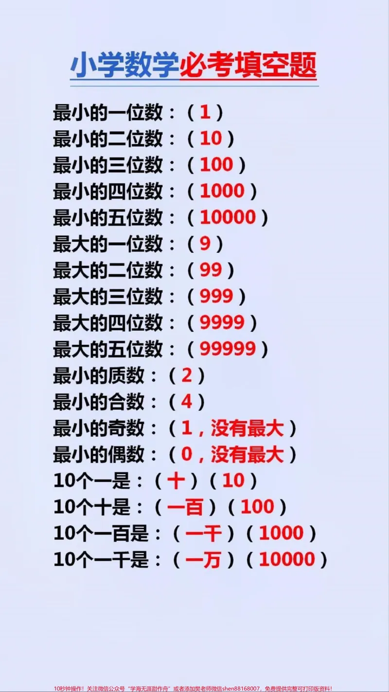 《小学数学必考填空题#数学思维#小学数学_最新小学1-9年级各科+幼升小+综合类学习资源汇总包_价值20万元！最新小学1-9年级各科+幼升小+综合类学习资源汇总包》第1页预览