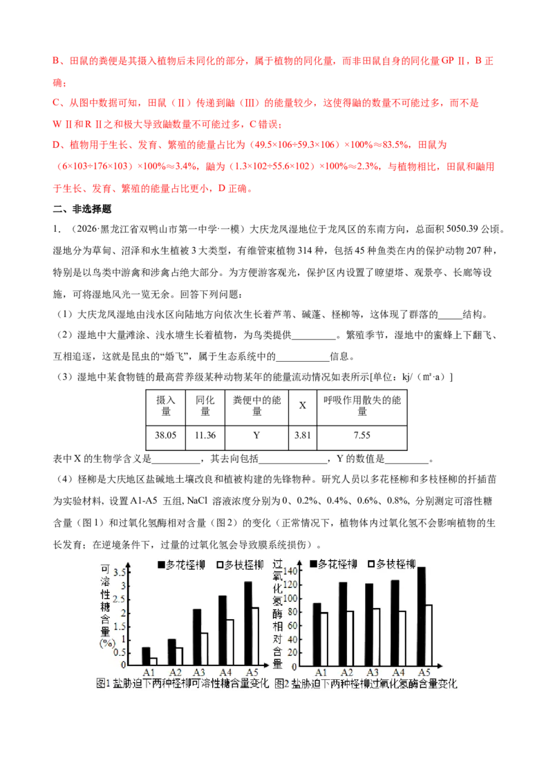 《专题10生态系统及人与环境（教师版）(1)_高考一二三轮复习_生物_2027年高考生物专项_2026年高考生物一模试题分类汇编（黑吉辽蒙专用）-G238_2026版》第5页预览