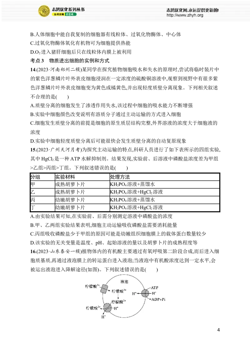 《专题1　细胞的分子组成、结构与物质运输_初高中资料库_高中资料库（转存避免链接过期失效）_高中生物》第4页预览