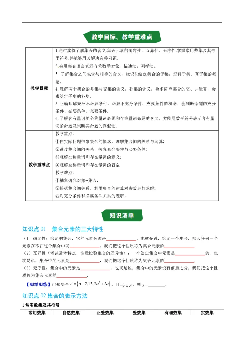 《第一章集合与常用逻辑用语单元题型大总结（高效培优讲义）（原卷版）_2027高中必刷题_必刷题2027_2027高一高二必刷题_数学_1.人教B版高中数学讲义必修一_2026版》第2页预览