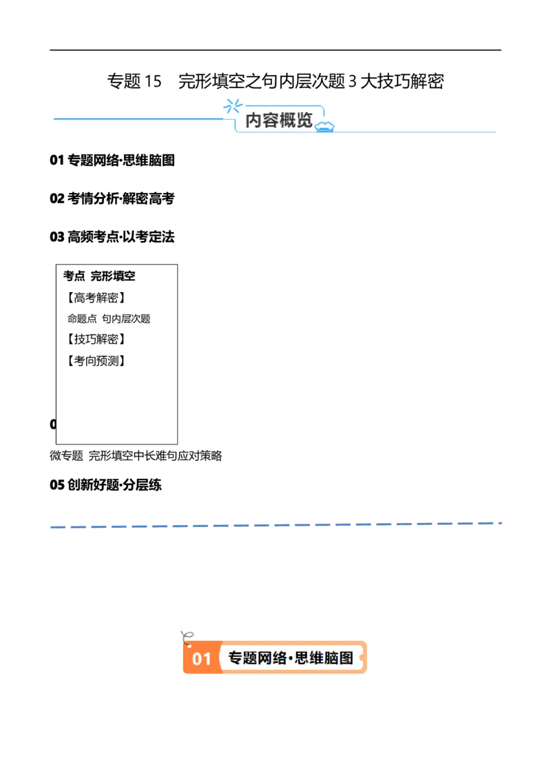 《专题15完形填空之句内层次题3大技巧解密（讲义）（解析版）-高频考点解密2024年高考英语二轮复习高频考点追踪与预测（新高考专用）_初高中资料库_高中英语》第1页预览