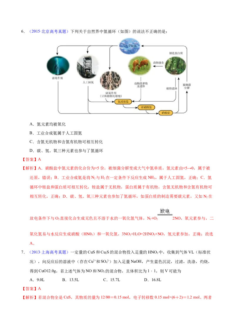 《专题21氮及其化合物（教师版）_初高中资料库_高中资料库（转存避免链接过期失效）_高中化学》第4页预览