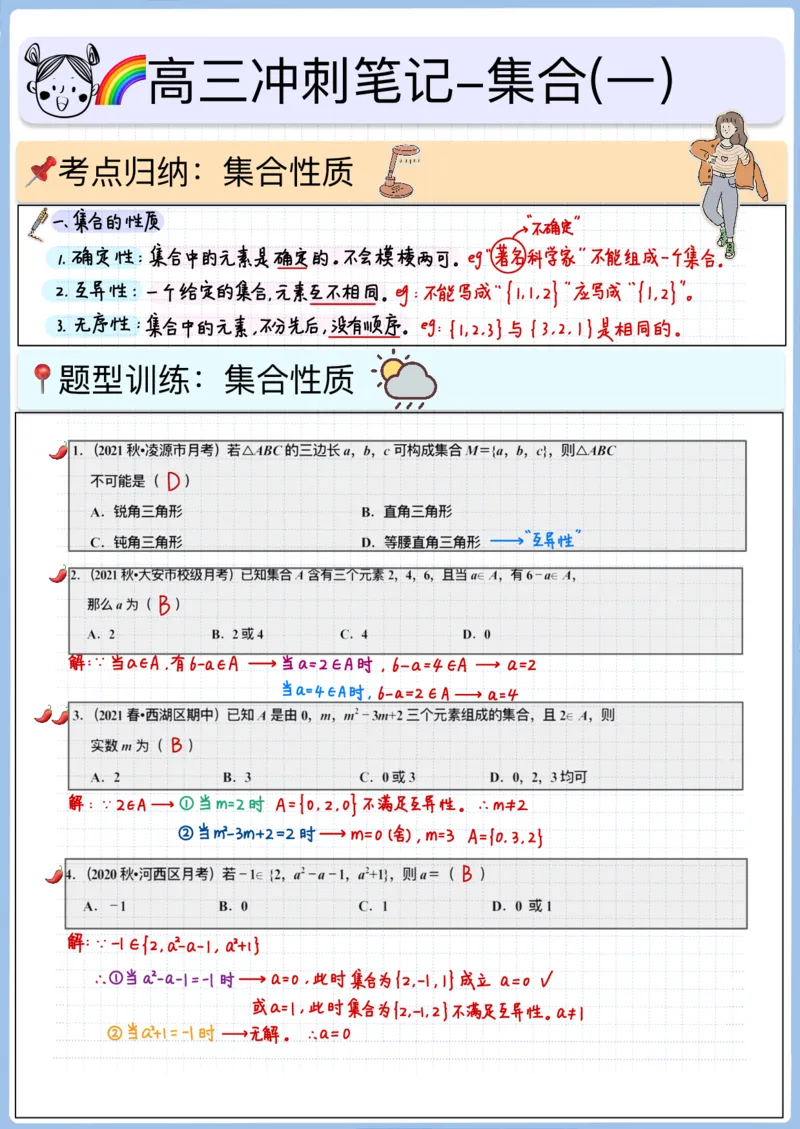 《高三冲刺笔记-集合01-性质（手帐版）_2026版高中《二三轮复习+冲刺复习》_高考数学冲刺笔记猫老师猫老师2026版高考数学冲刺笔记+猫老师2026年高考数学考点一遍过全套(完整版)》第1页预览