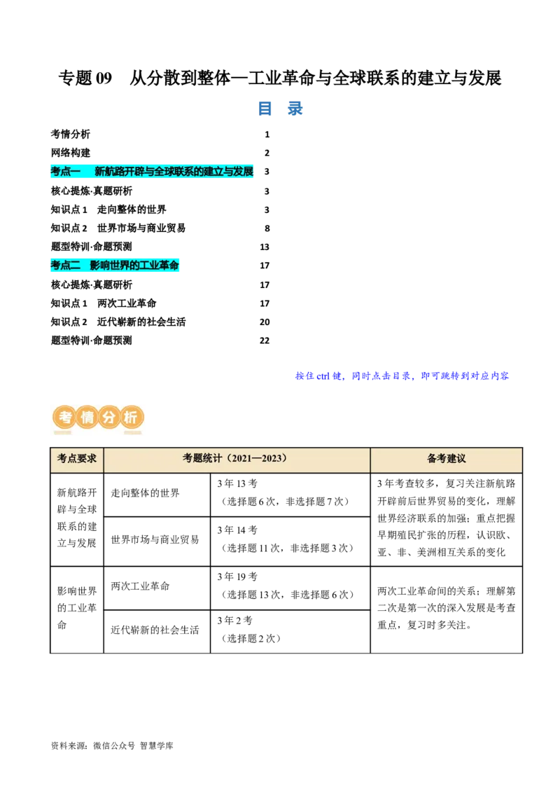 《专题09从分散到整体——工业革命与全球联系的建立与发展（讲义）（解析版）_初高中资料库_高中资料库（转存避免链接过期失效）_高中历史》第1页预览