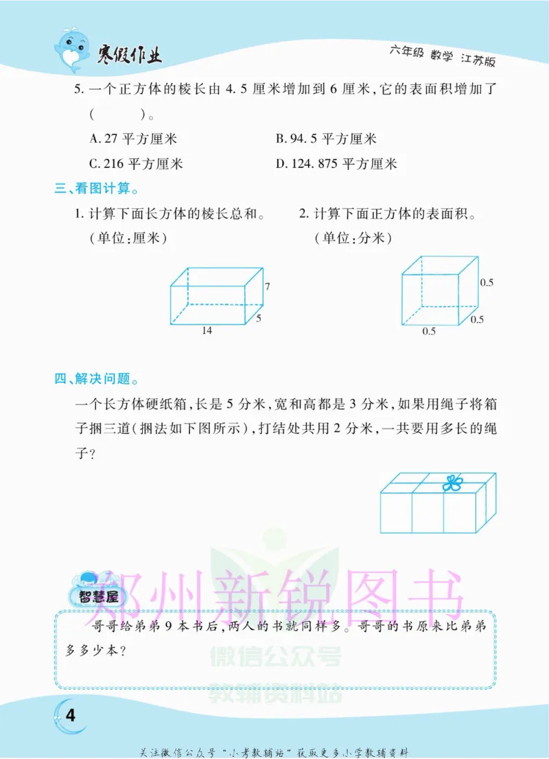 《豫新锐·寒假作业六年级数学江苏版_07.小学语文、英语、数学专区_小学寒假教辅汇总_1~6年级豫新锐·寒假作业》第6页预览