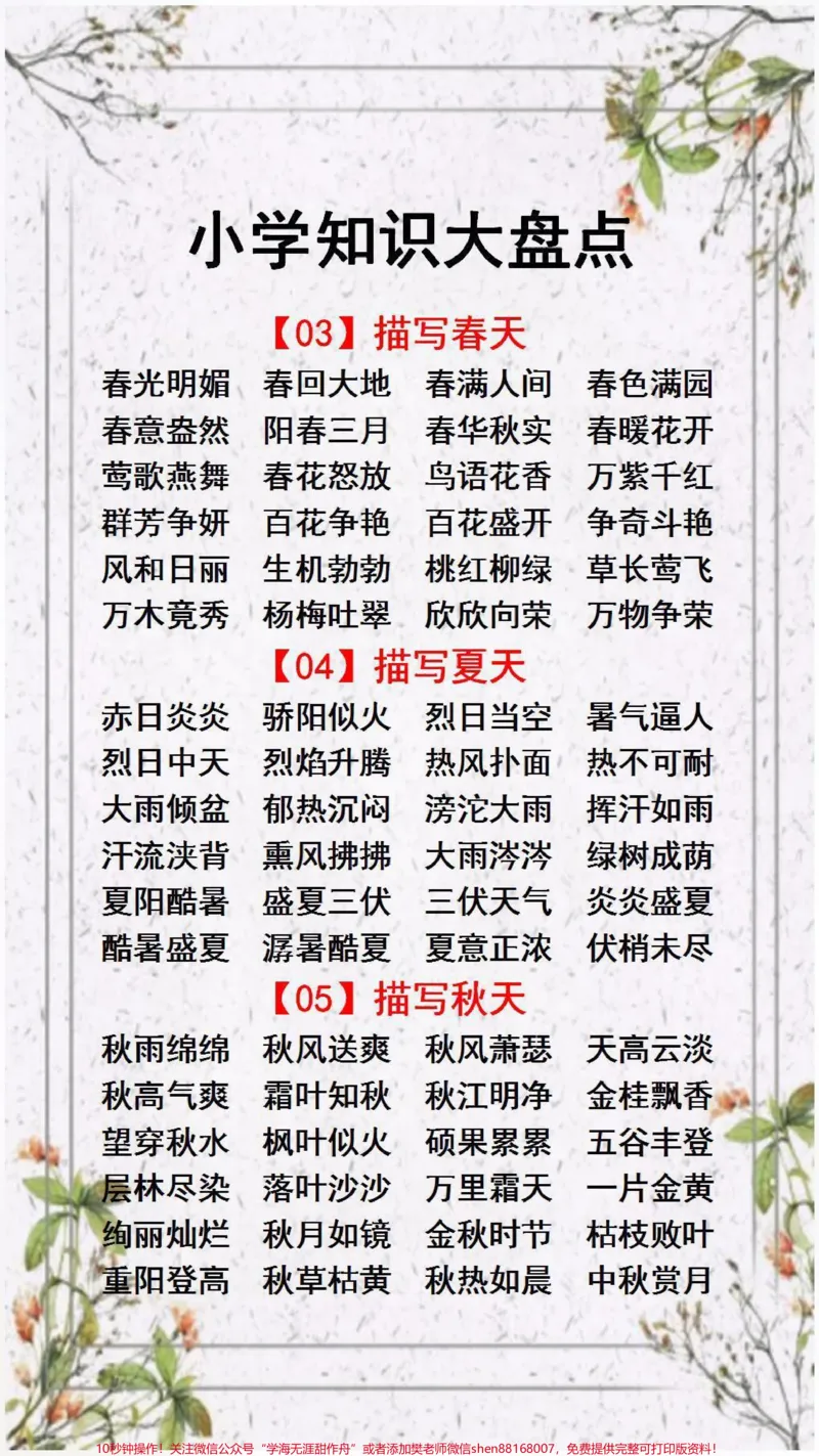 《小学知识大盘点替孩子保存起来吧#学习#词语积累_最新小学1-9年级各科+幼升小+综合类学习资源汇总包_价值20万元!最新小学1-9年级各科+幼升小+综合类学习资源汇总包》第2页预览