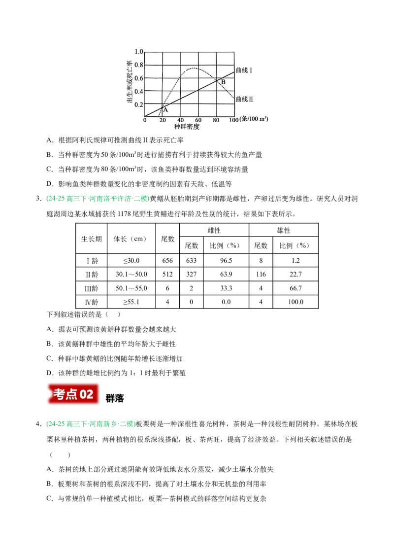 《专题09生物与环境（学生版）_高考一二三轮复习_生物_2026年-生物高考专项复习_2025年高考生物二模试题分类汇编（河南专用）》第2页预览